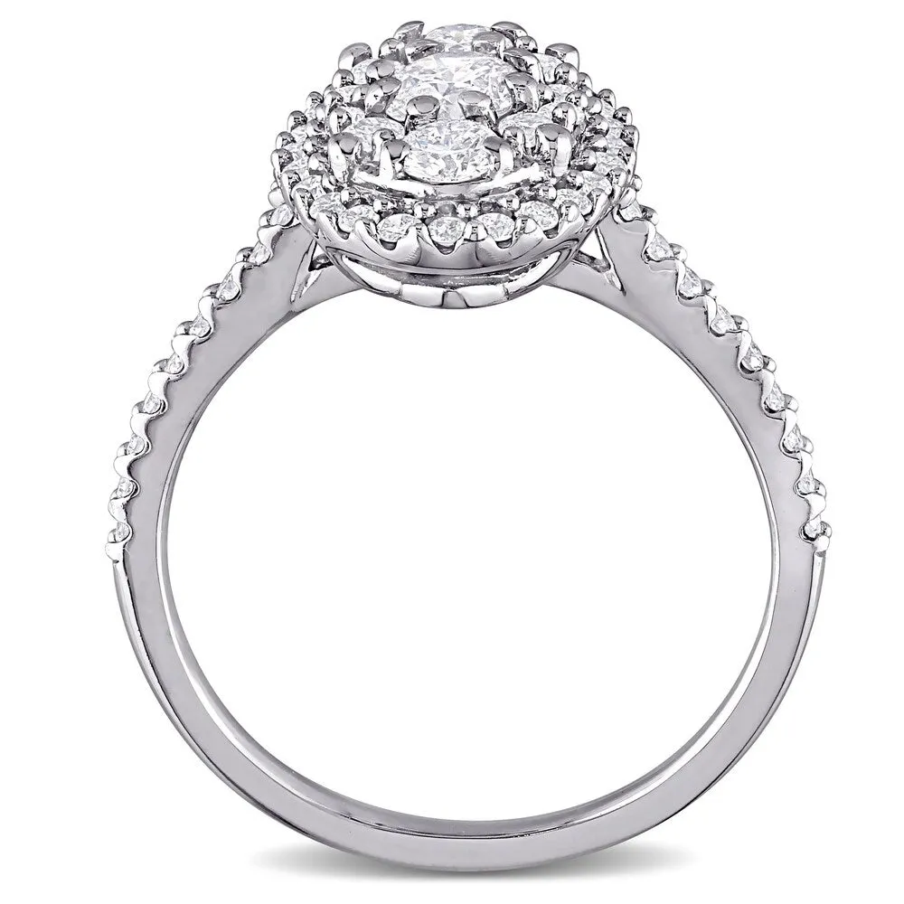 Miadora 10k White Gold 1ct TDW Diamond Oval Halo Composite Engagement Ring sold by Zulily product image thumbnail 4