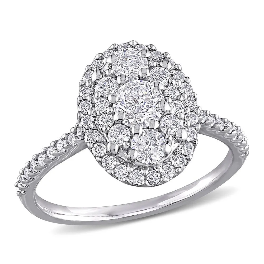Miadora 10k White Gold 1ct TDW Diamond Oval Halo Composite Engagement Ring sold by Zulily