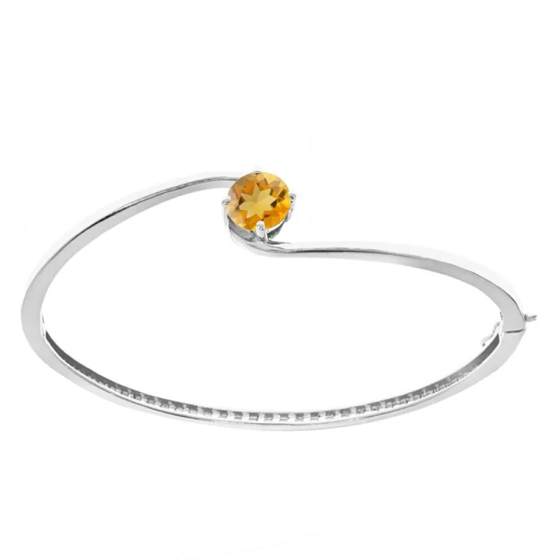 Sterling Silver with Natural Citrine Bangle Bracelet-7.25'' sold by Zulily