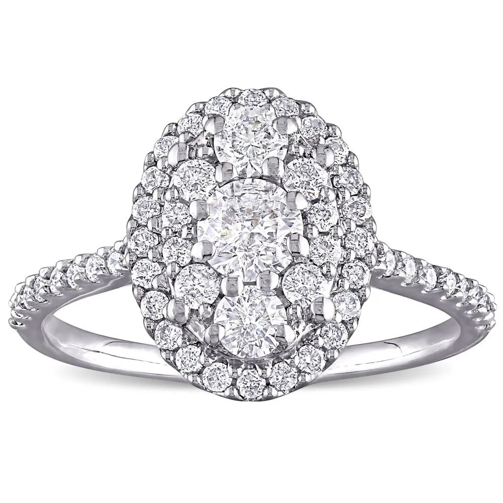 Miadora 10k White Gold 1ct TDW Diamond Oval Halo Composite Engagement Ring sold by Zulily product image thumbnail 2