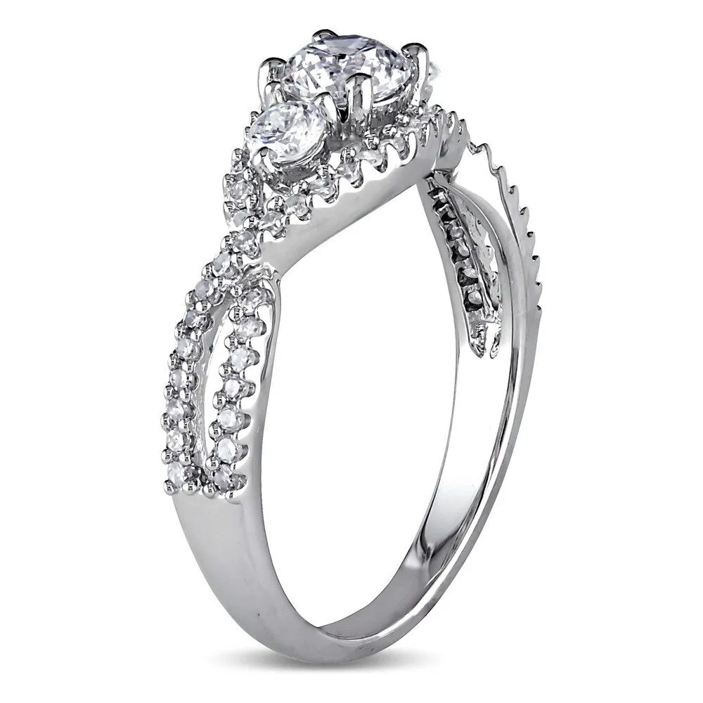 Miadora Signature Collection 14k White Gold 1ct TDW Diamond 3-stone Split Shank Engagement Ring sold by Zulily product image thumbnail 2