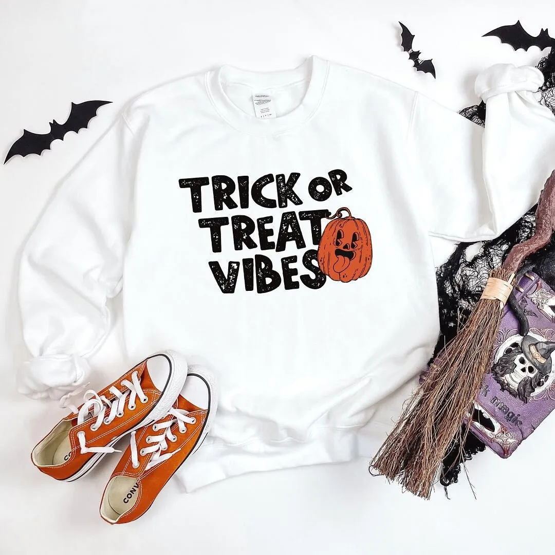 Trick or Treat Vibes Pumpkin Graphic Sweatshirt sold by Zulily