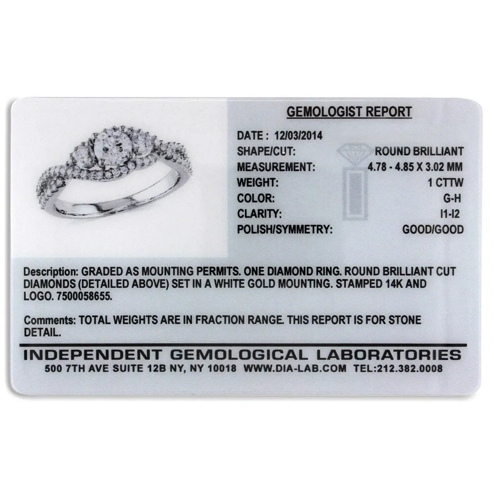 Miadora Signature Collection 14k White Gold 1ct TDW Diamond 3-stone Split Shank Engagement Ring sold by Zulily product image thumbnail 4