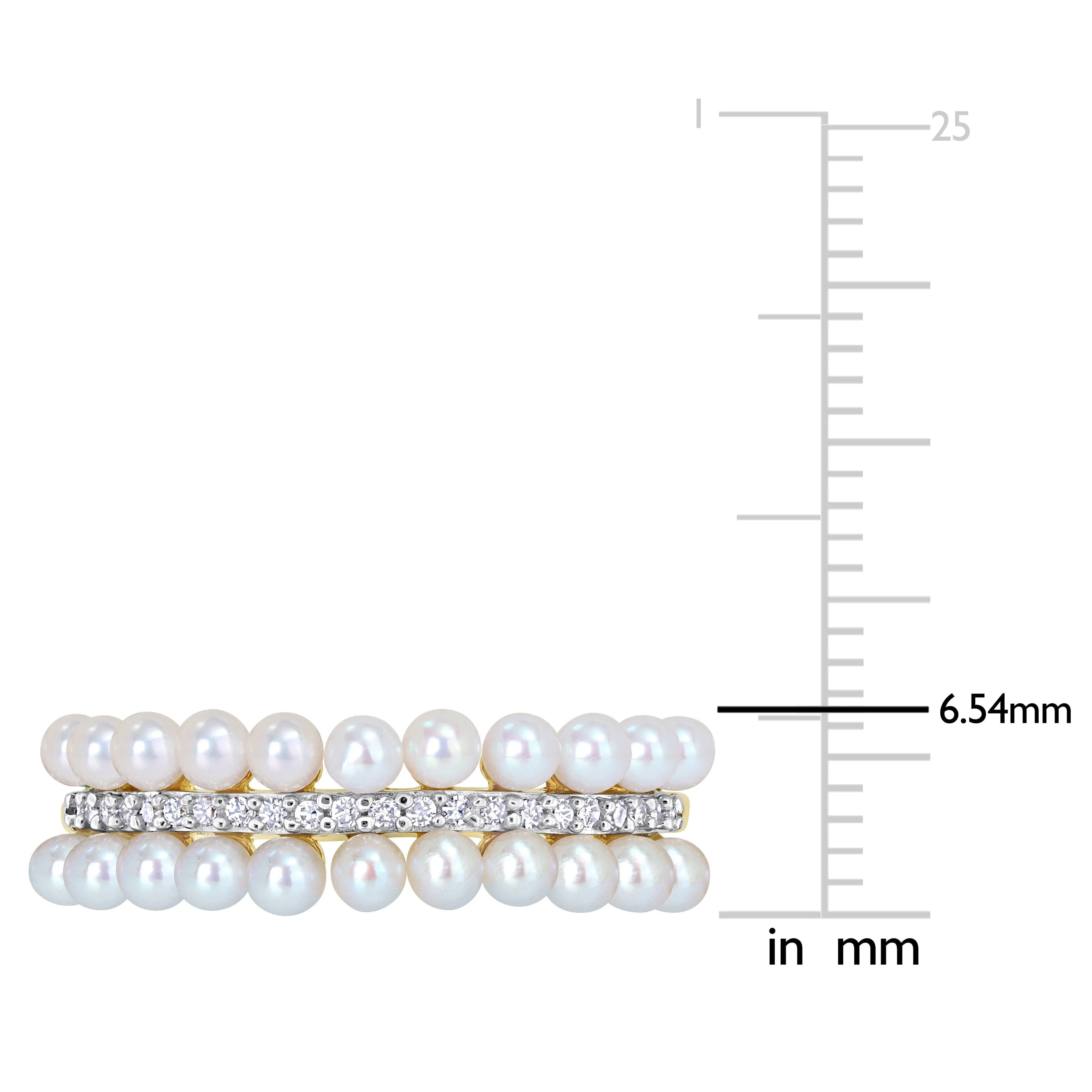 Miadora 2-2.5mm Cultured Freshwater Double-Row Pearl and 1/10ct TDW Diamond Ring in 14k Yellow Gold sold by Zulily product image thumbnail 4
