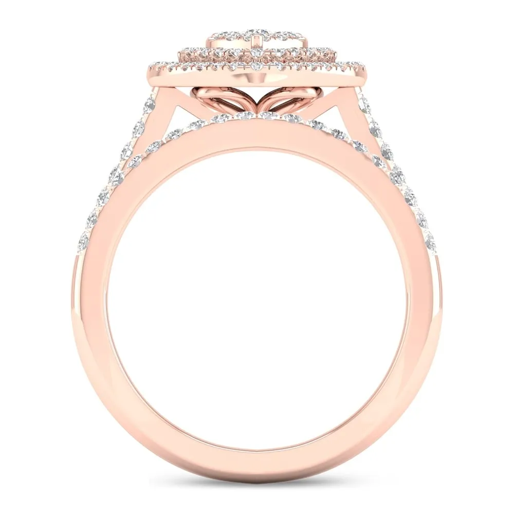 De Couer 10k Rose Gold 3/4ct TDW Heart Shaped Cluster Halo Bridal Set - Pink sold by Zulily product image thumbnail 3