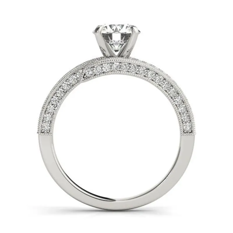 Auriya 14k Gold 4ct Round Moissanite and 1/2ctw Diamond Bypass Engagement Ring sold by Zulily