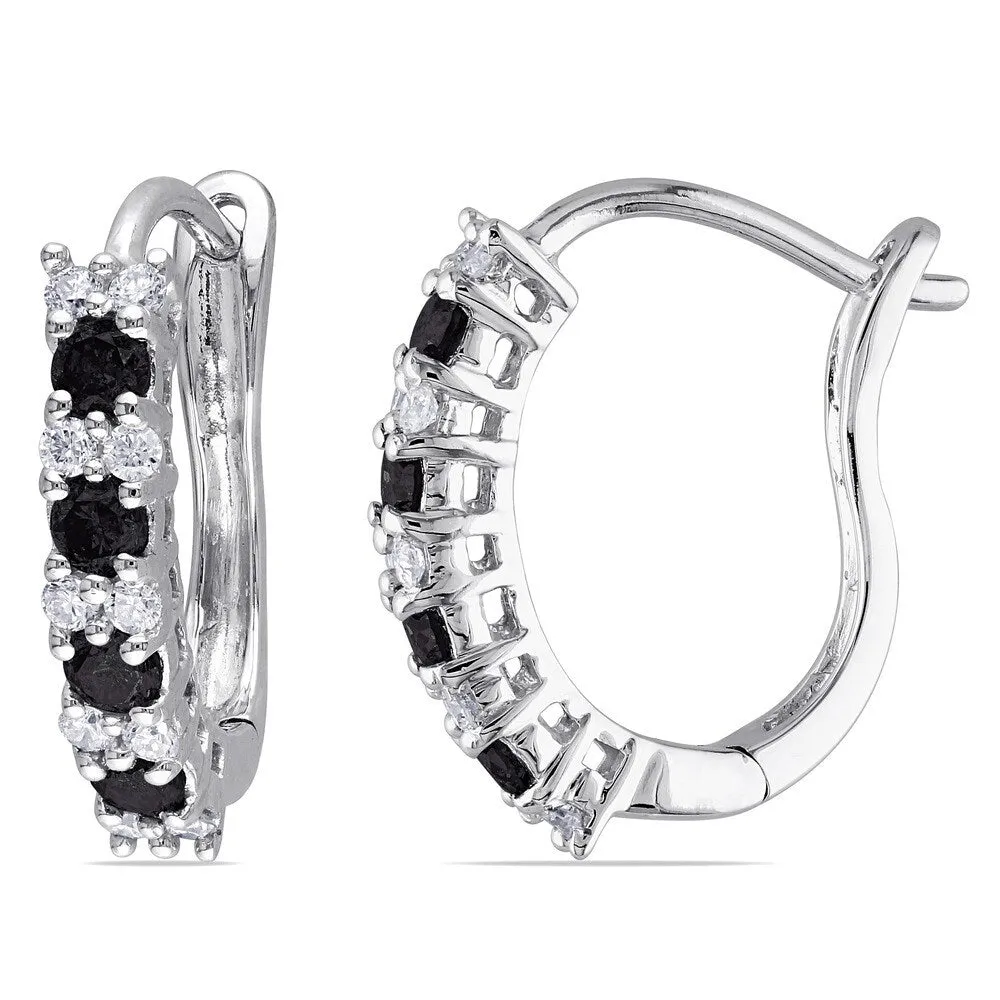 Miadora 10k White Gold 1/2ct TDW Black and White Diamond Hoop Earrings sold by Zulily product image thumbnail 3