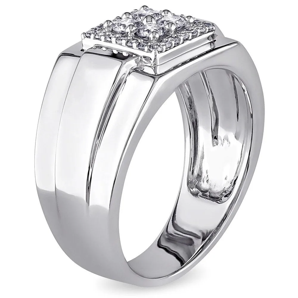 Miadora 10k White Gold 1/2ct TDW Diamond Men's Square Ring sold by Zulily product image thumbnail 2