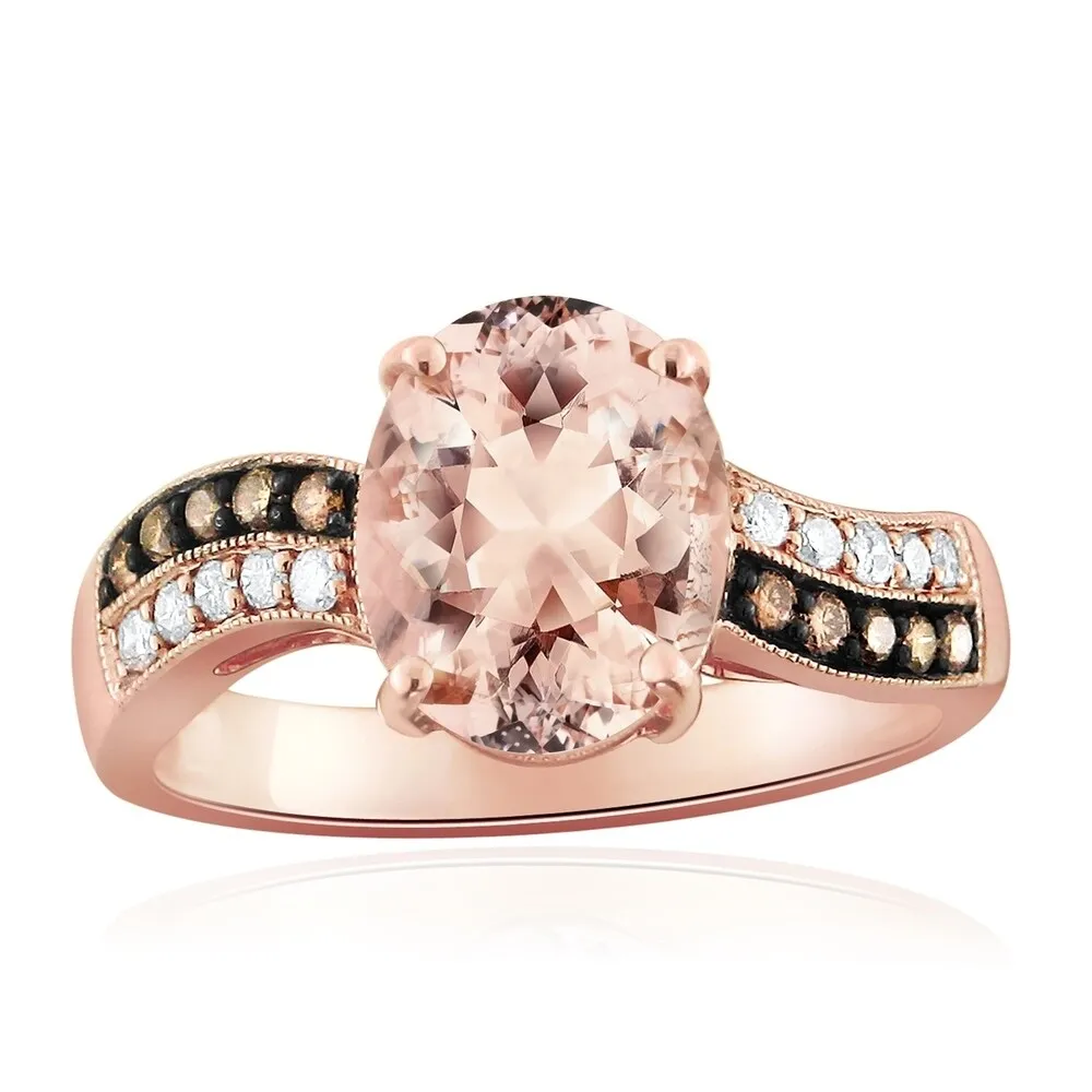 Auriya 2 5/8ct Oval Morganite and 1/5ctw Diamond Engagement Ring 10K Two-Tone Rose Gold sold by Zulily product image thumbnail 2