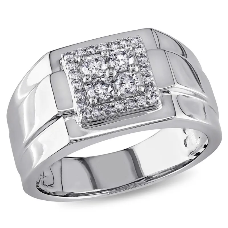 Miadora 10k White Gold 1/2ct TDW Diamond Men's Square Ring sold by Zulily