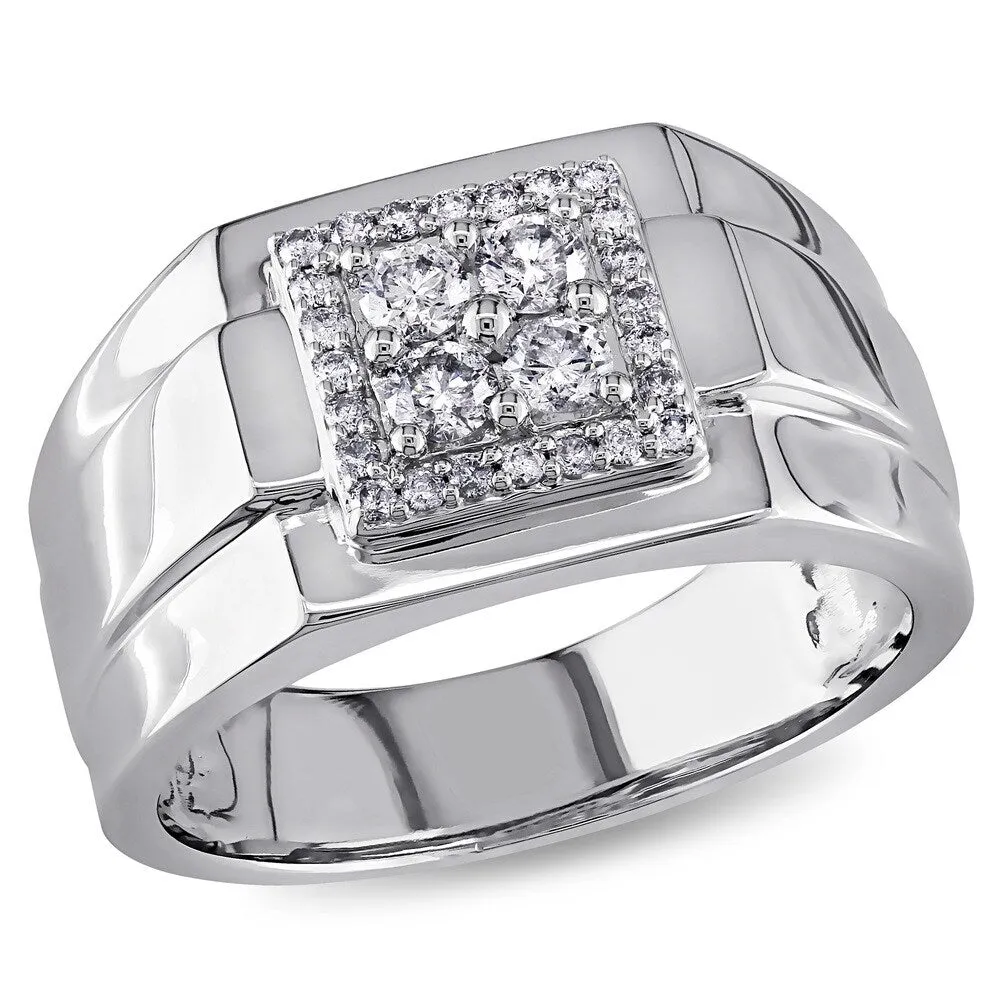 Miadora 10k White Gold 1/2ct TDW Diamond Men's Square Ring sold by Zulily