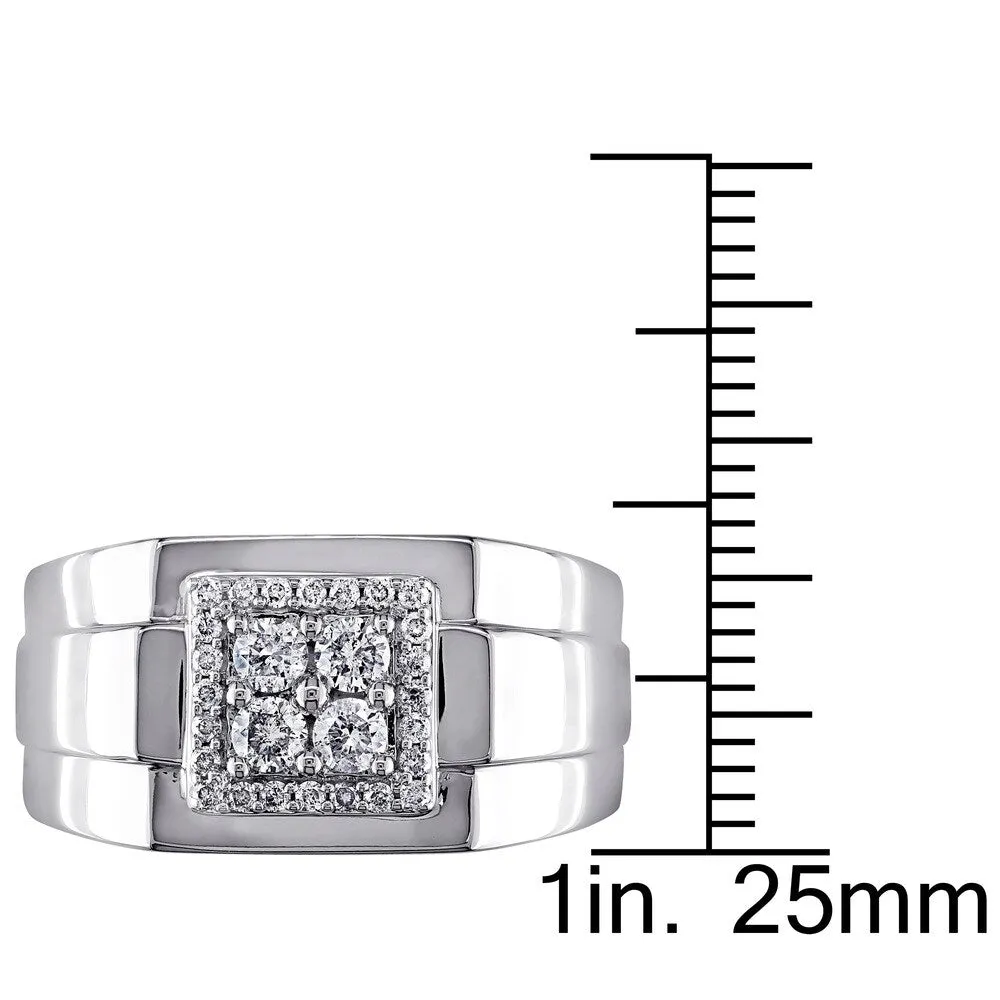 Miadora 10k White Gold 1/2ct TDW Diamond Men's Square Ring sold by Zulily product image thumbnail 3