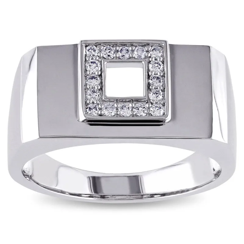Miadora 14k White Gold Men's 1/5ct TDW Diamond Square Ring (G-H, SI1-SI2) sold by Zulily
