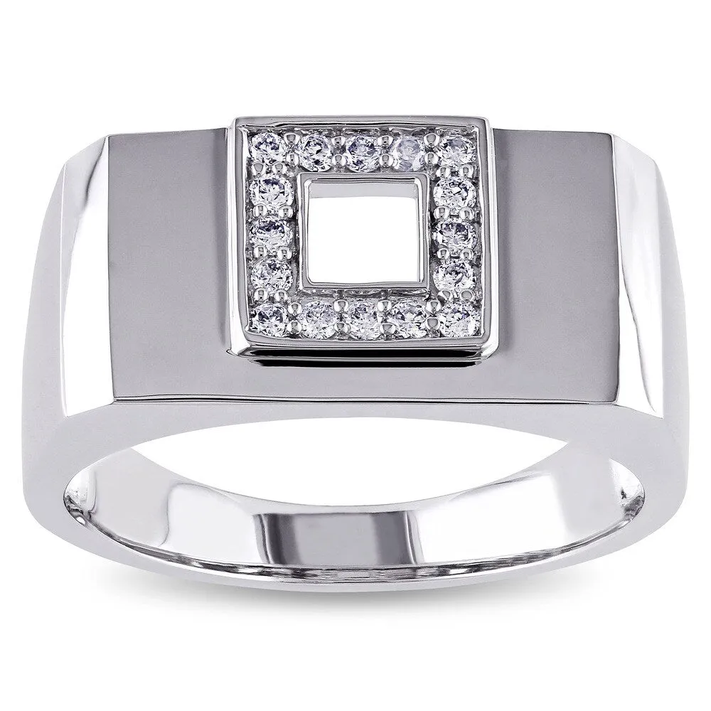 Miadora 14k White Gold Men's 1/5ct TDW Diamond Square Ring (G-H, SI1-SI2) sold by Zulily