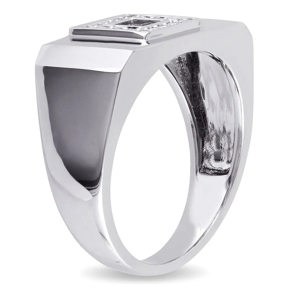 Miadora 14k White Gold Men's 1/5ct TDW Diamond Square Ring (G-H, SI1-SI2) sold by Zulily product image thumbnail 2