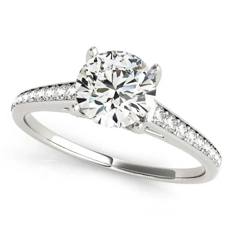 Auriya 14k Gold 4ct Round Moissanite and 1/3ctw Diamond Engagement Ring sold by Zulily