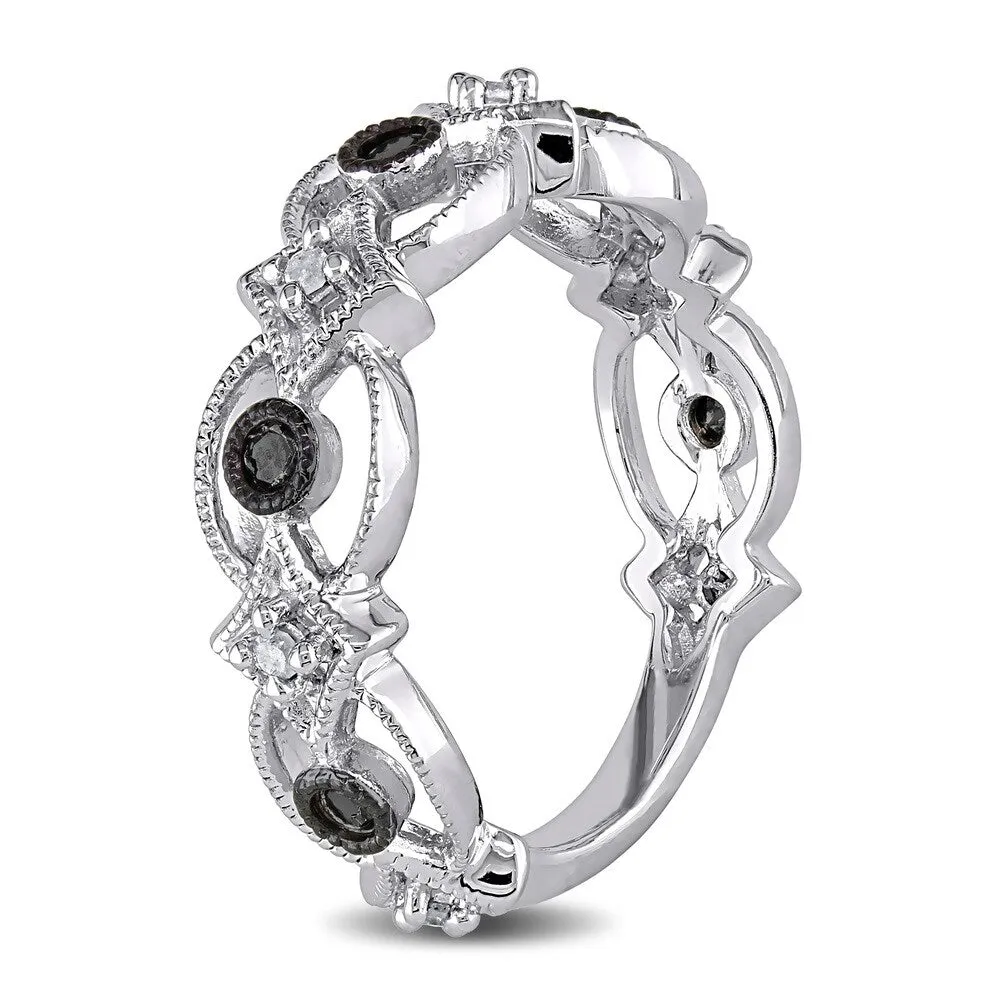 Miadora Sterling Silver 1/6ct TDW Black and White Diamond Ring sold by Zulily product image thumbnail 2