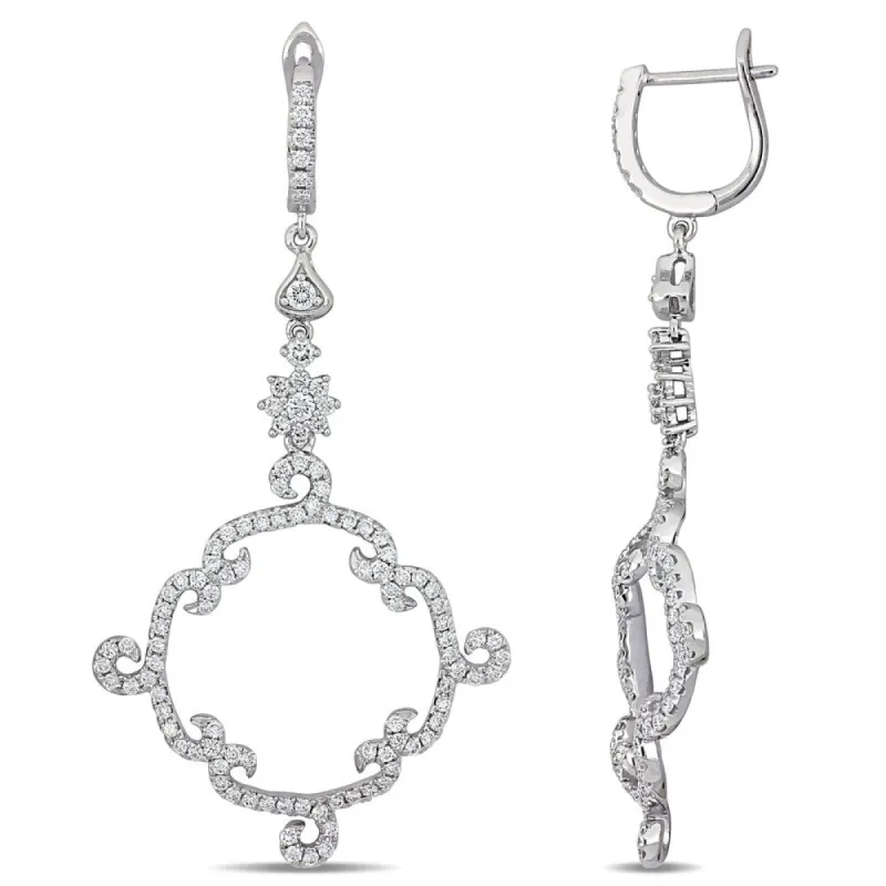 Miadora Signature Collection 14k White Gold 1 3/4ct TDW Diamond Vintage Filigree Hoop Earrings sold by Zulily