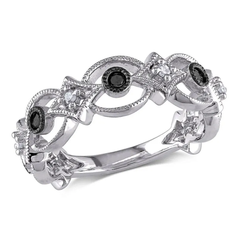 Miadora Sterling Silver 1/6ct TDW Black and White Diamond Ring sold by Zulily