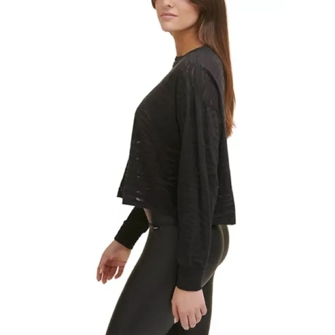 DKNY Women's Tiger Burnout Crop T-Shirt Black Size X-Large sold by Zulily product image thumbnail 3