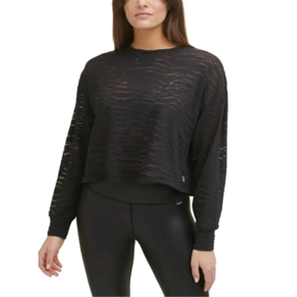 DKNY Women's Tiger Burnout Crop T-Shirt Black Size X-Large sold by Zulily