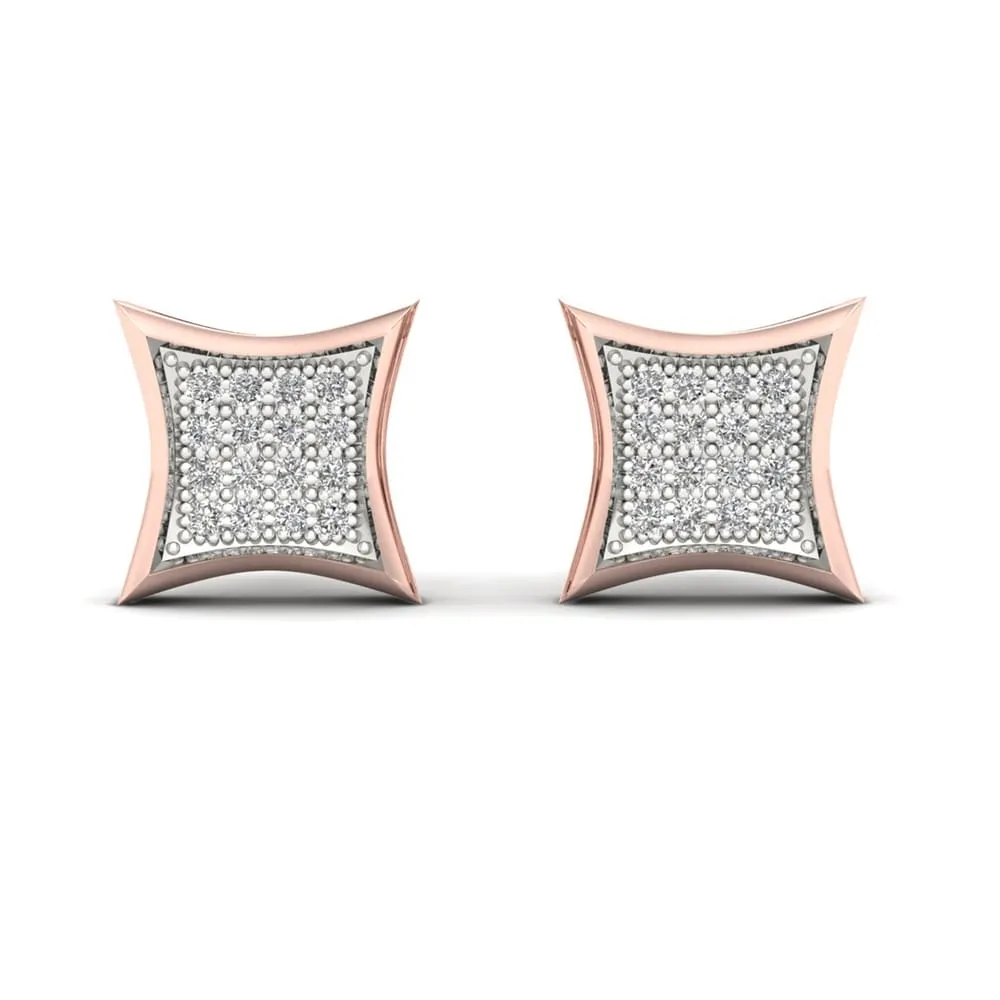 10k Rose Gold 1/10ct TDW Diamond Cluster Stud Earrings - Pink sold by Zulily