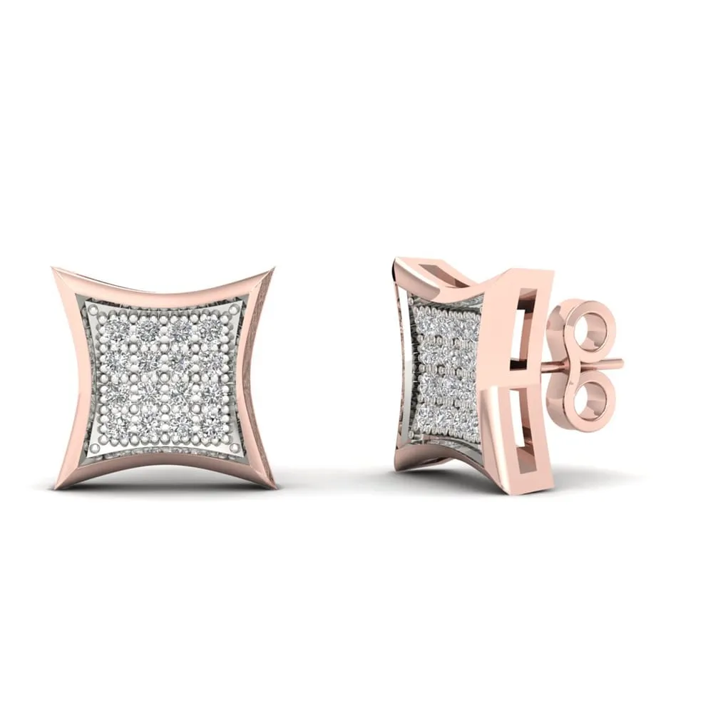10k Rose Gold 1/10ct TDW Diamond Cluster Stud Earrings - Pink sold by Zulily product image thumbnail 3