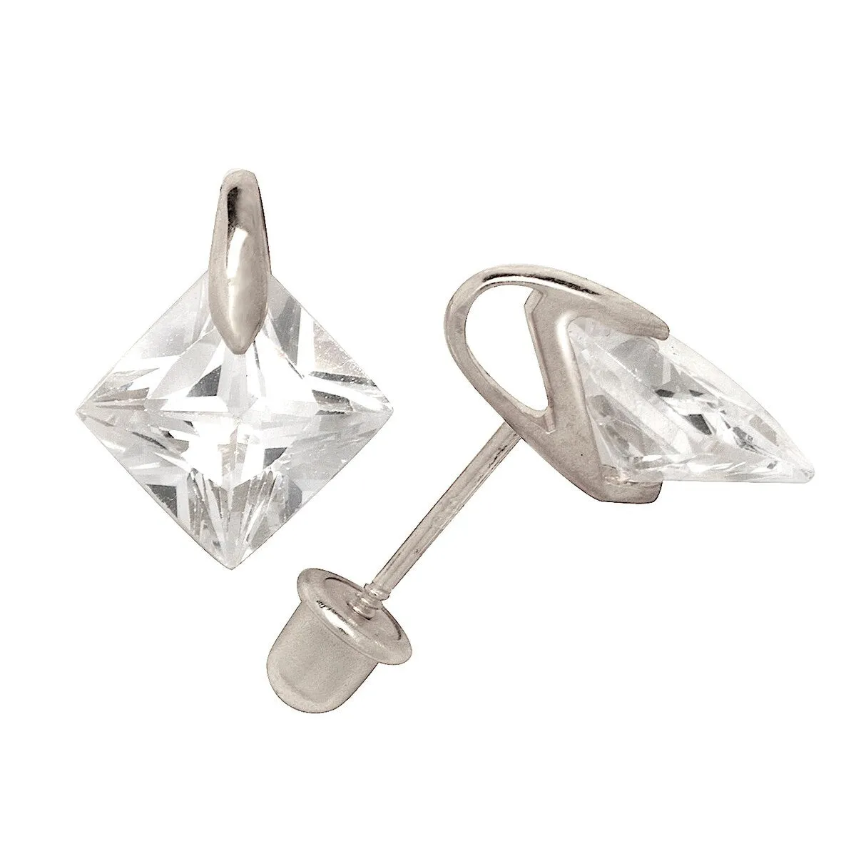 Curata 14k Gold 6mm Princess-cut Cubic Zirconia Floating Screw-back Stud Earrings sold by Zulily product image thumbnail 3