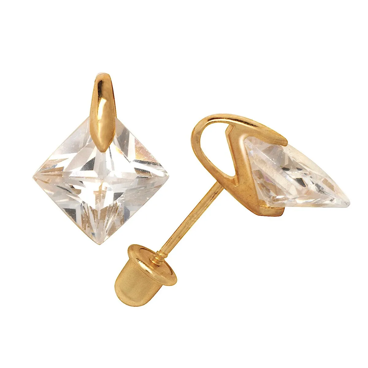 Curata 14k Gold 6mm Princess-cut Cubic Zirconia Floating Screw-back Stud Earrings sold by Zulily product image thumbnail 4