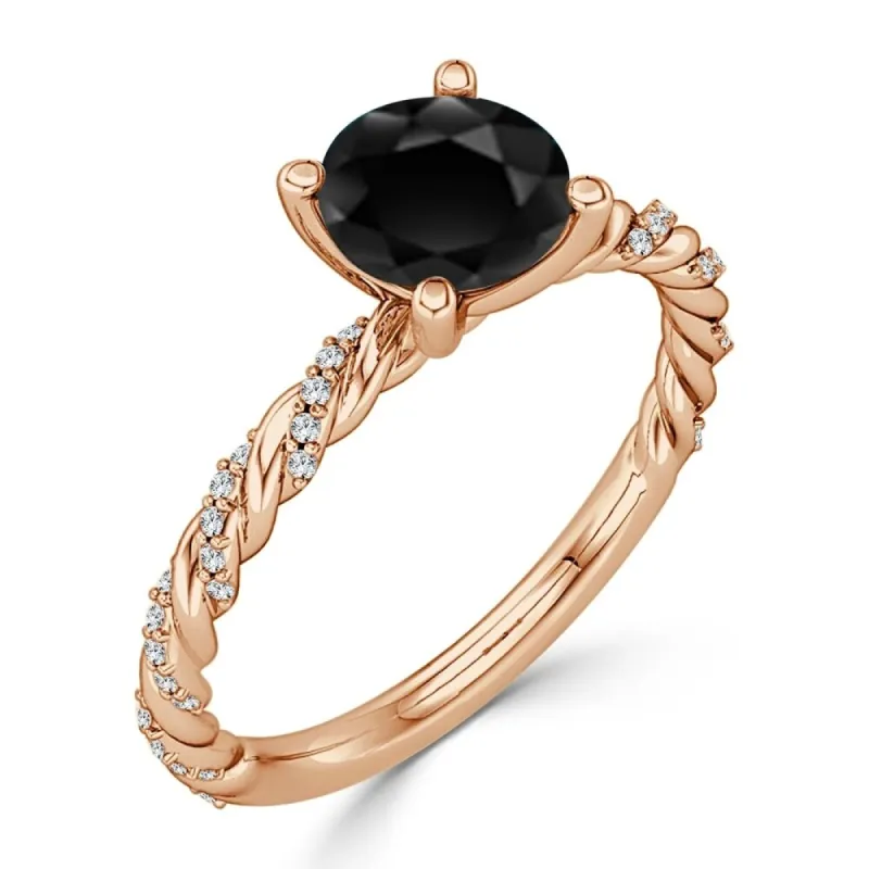 Auriya 1 carat TW Rope Style Black Diamond Engagement Ring 10k Gold sold by Zulily