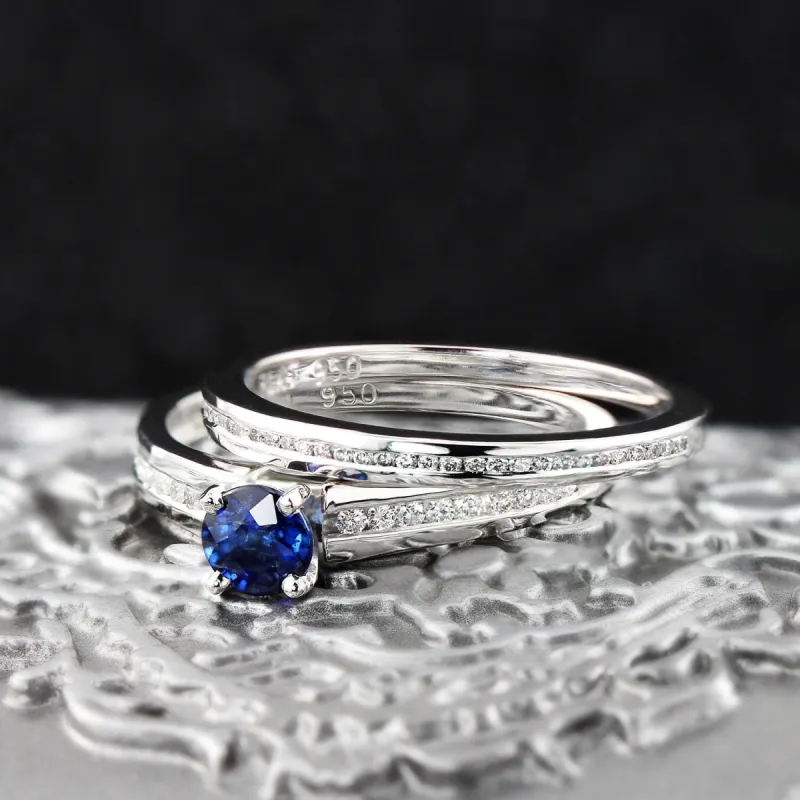 Auriya Platinum 1/2ct Blue Sapphire & Diamond Engagement Ring Set 1/2ctw sold by Zulily