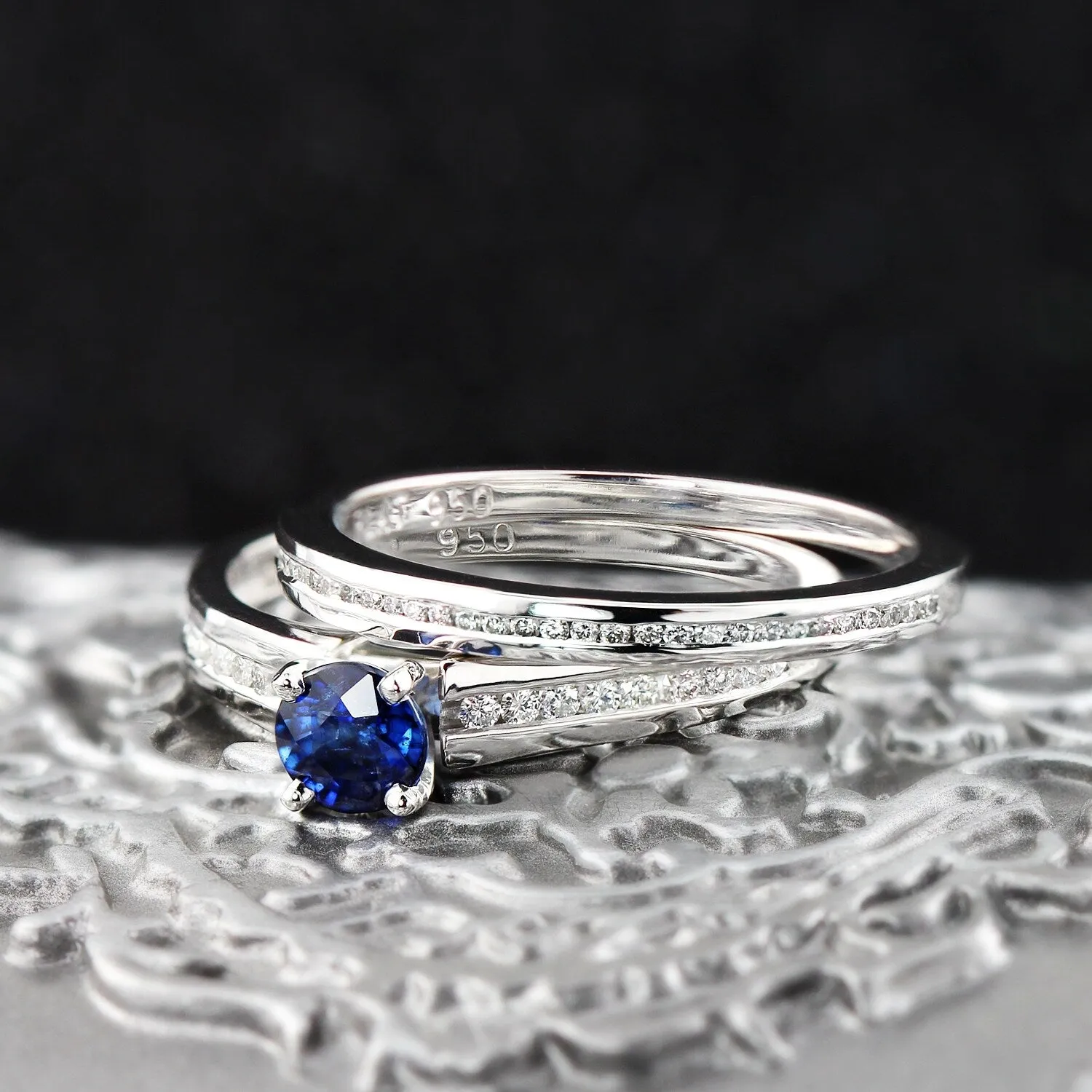 Auriya Platinum 1/2ct Blue Sapphire & Diamond Engagement Ring Set 1/2ctw sold by Zulily