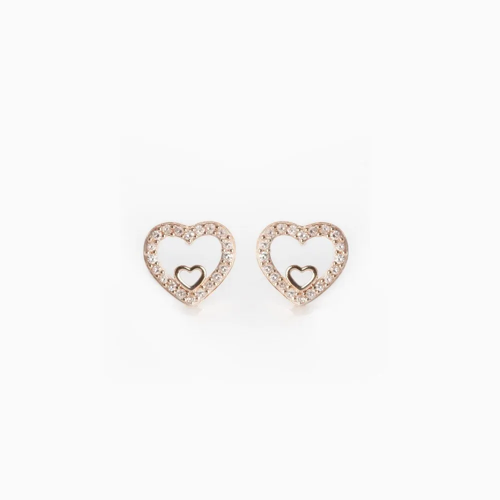 De Couer 10k Rose Gold 1/8ct TDW Diamond Heart Stud Earrings sold by Zulily product image thumbnail 4