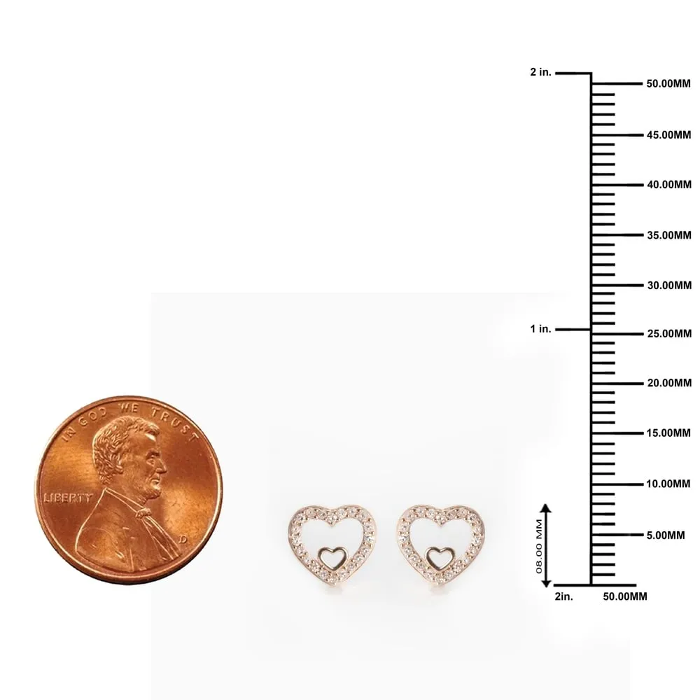De Couer 10k Rose Gold 1/8ct TDW Diamond Heart Stud Earrings sold by Zulily product image thumbnail 5