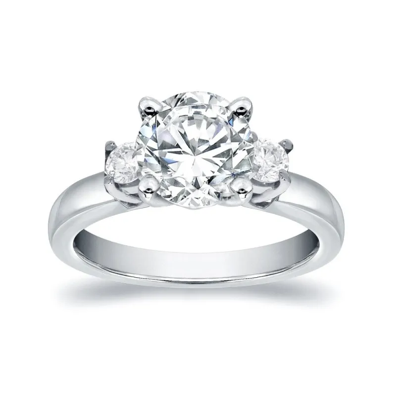 Auriya 14k Gold 2 1/2ct Moissanite and Diamond 3-Stone Engagement Ring 2/5ctw sold by Zulily