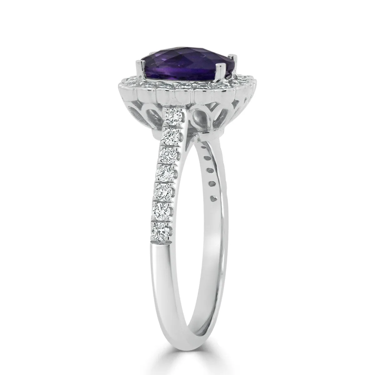 Auriya Vintage 3/4ct Cushion-cut Purple Amethyst Halo Diamond Engagement Ring 1/2ctw 14k Gold sold by Zulily product image thumbnail 4
