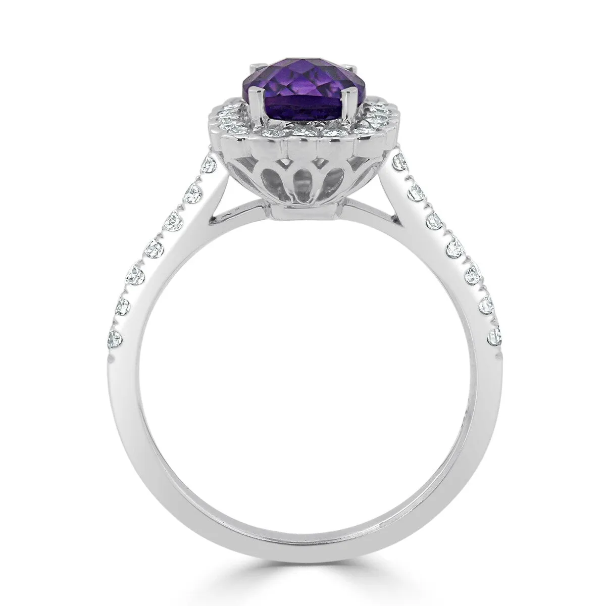 Auriya Vintage 3/4ct Cushion-cut Purple Amethyst Halo Diamond Engagement Ring 1/2ctw 14k Gold sold by Zulily product image thumbnail 5