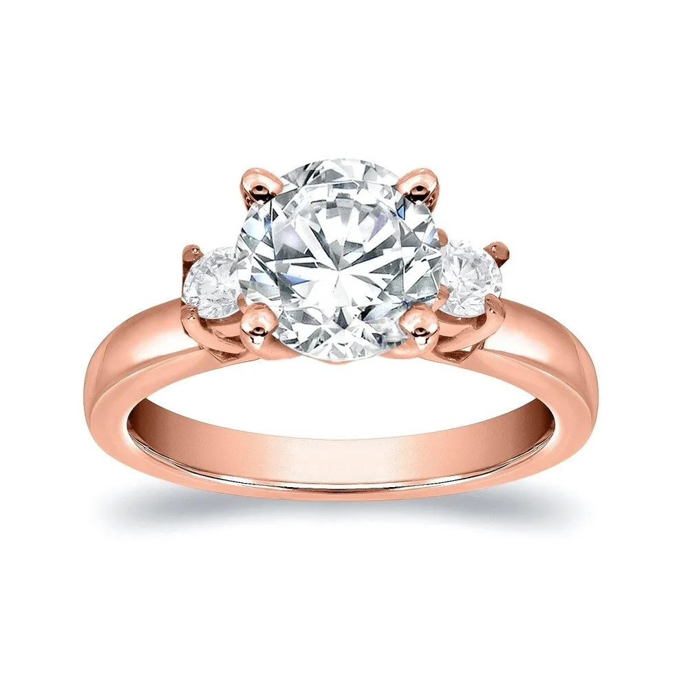 Auriya 14k Gold 2 1/2ct Moissanite and Diamond 3-Stone Engagement Ring 2/5ctw sold by Zulily product image thumbnail 3