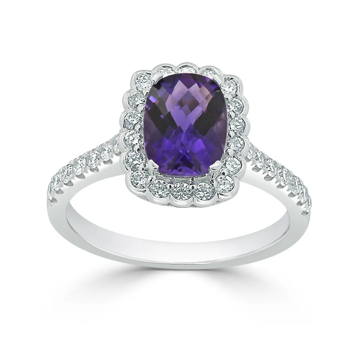 Auriya Vintage 3/4ct Cushion-cut Purple Amethyst Halo Diamond Engagement Ring 1/2ctw 14k Gold sold by Zulily product image thumbnail 3