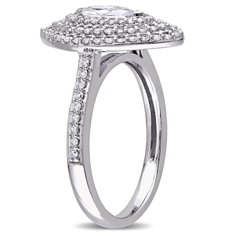 Miadora Signature Collection 14k White Gold 1ct TDW Marquise and Round-cut Diamond Triple Halo Engagement Ring (G-H, I1-I2) sold by Zulily product image thumbnail 2