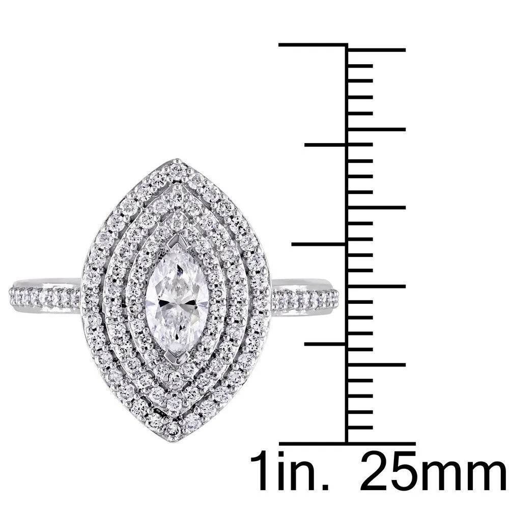 Miadora Signature Collection 14k White Gold 1ct TDW Marquise and Round-cut Diamond Triple Halo Engagement Ring (G-H, I1-I2) sold by Zulily product image thumbnail 5
