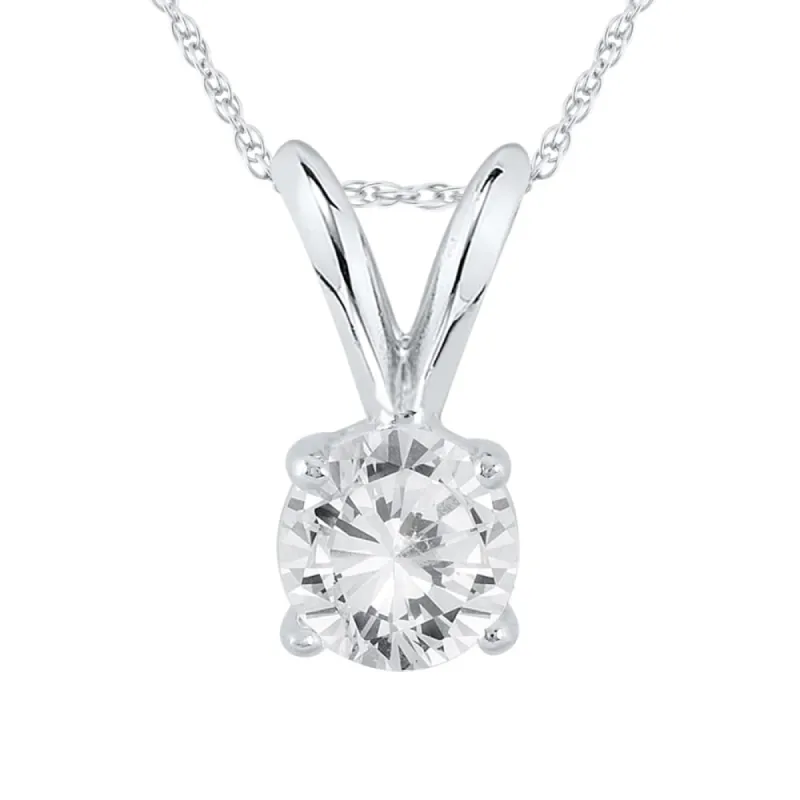 1/3 Carat Round Diamond Solitaire Pendant in 14K White Gold sold by Zulily