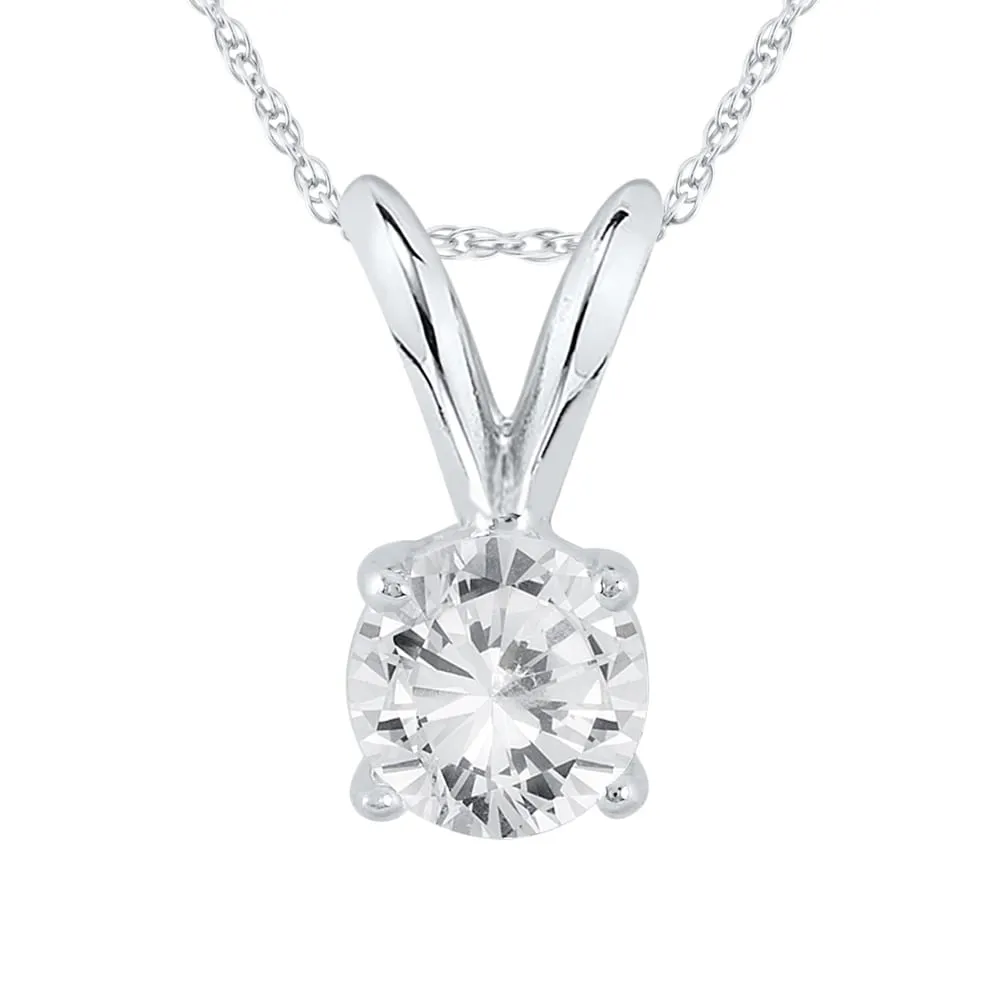 1/3 Carat Round Diamond Solitaire Pendant in 14K White Gold sold by Zulily