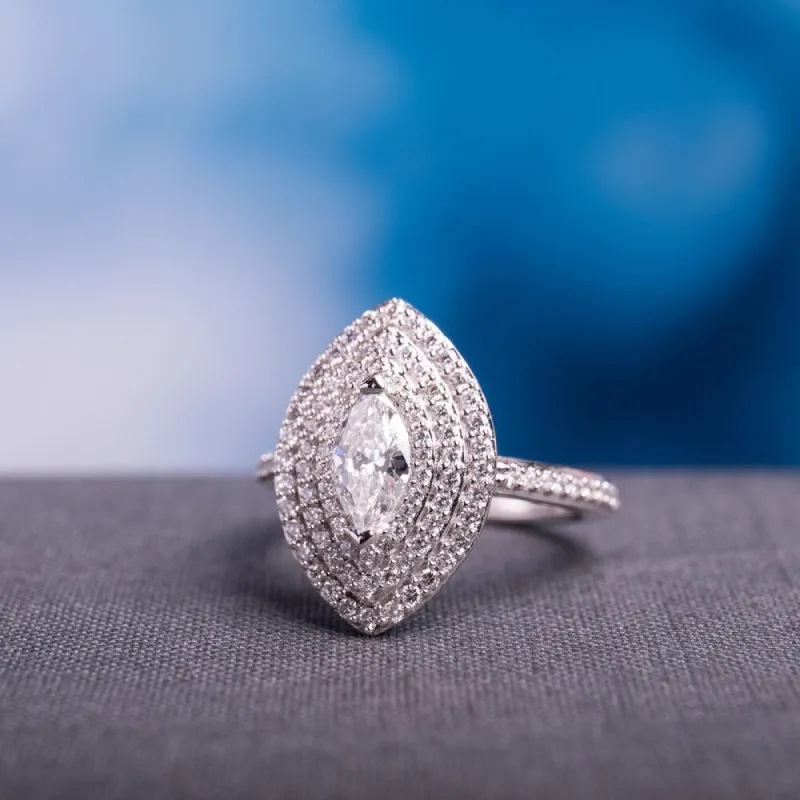 Miadora Signature Collection 14k White Gold 1ct TDW Marquise and Round-cut Diamond Triple Halo Engagement Ring (G-H, I1-I2) sold by Zulily
