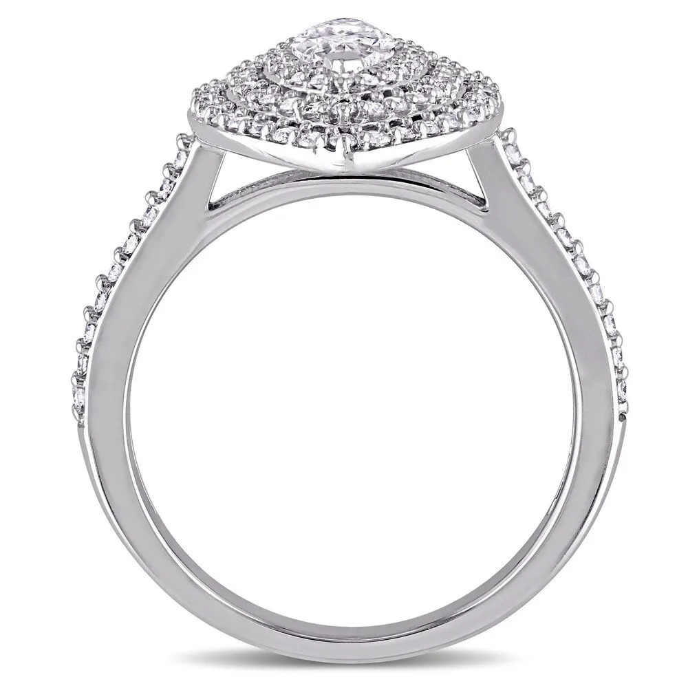Miadora Signature Collection 14k White Gold 1ct TDW Marquise and Round-cut Diamond Triple Halo Engagement Ring (G-H, I1-I2) sold by Zulily product image thumbnail 4