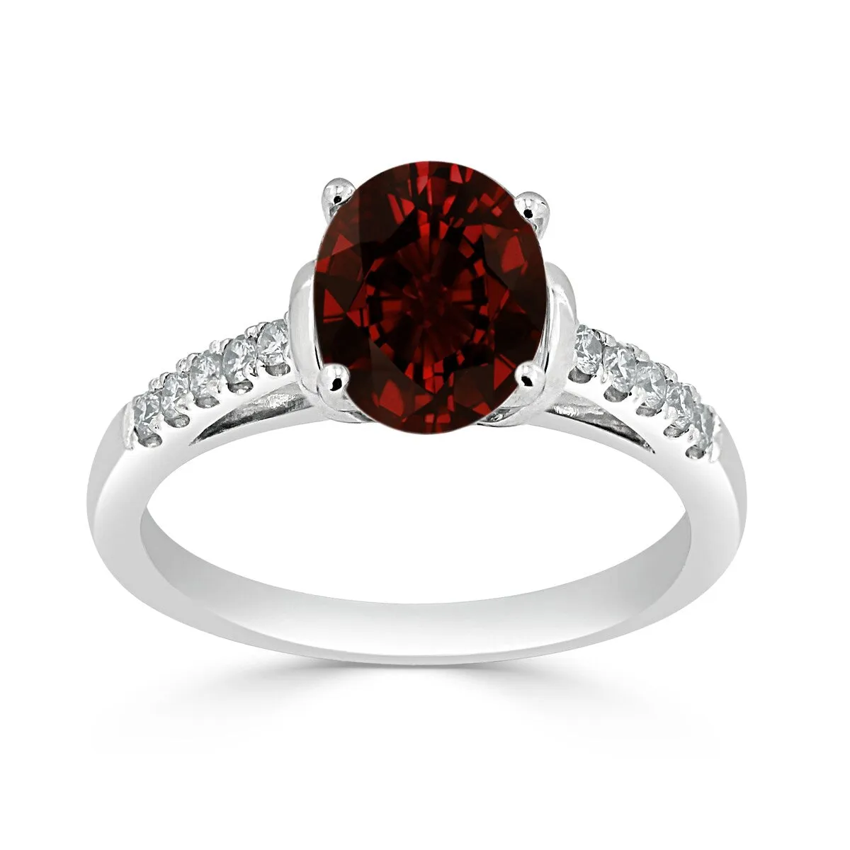 Auriya 2ct Fancy Oval Garnet and Diamond Engagement Ring 1/6ctw 14k Gold sold by Zulily product image thumbnail 3