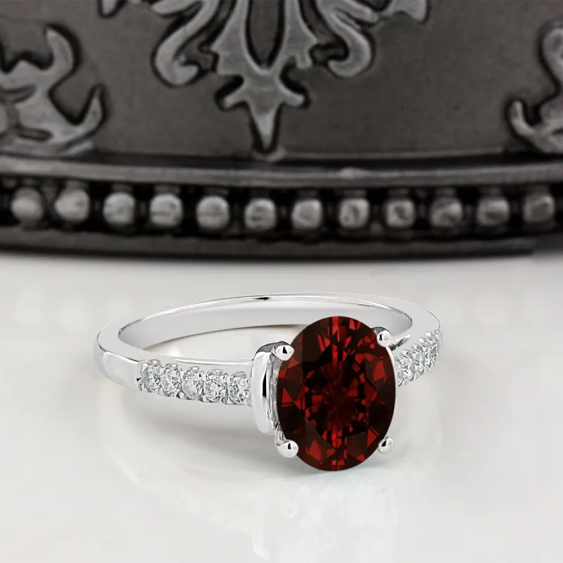 Auriya 2ct Fancy Oval Garnet and Diamond Engagement Ring 1/6ctw 14k Gold sold by Zulily