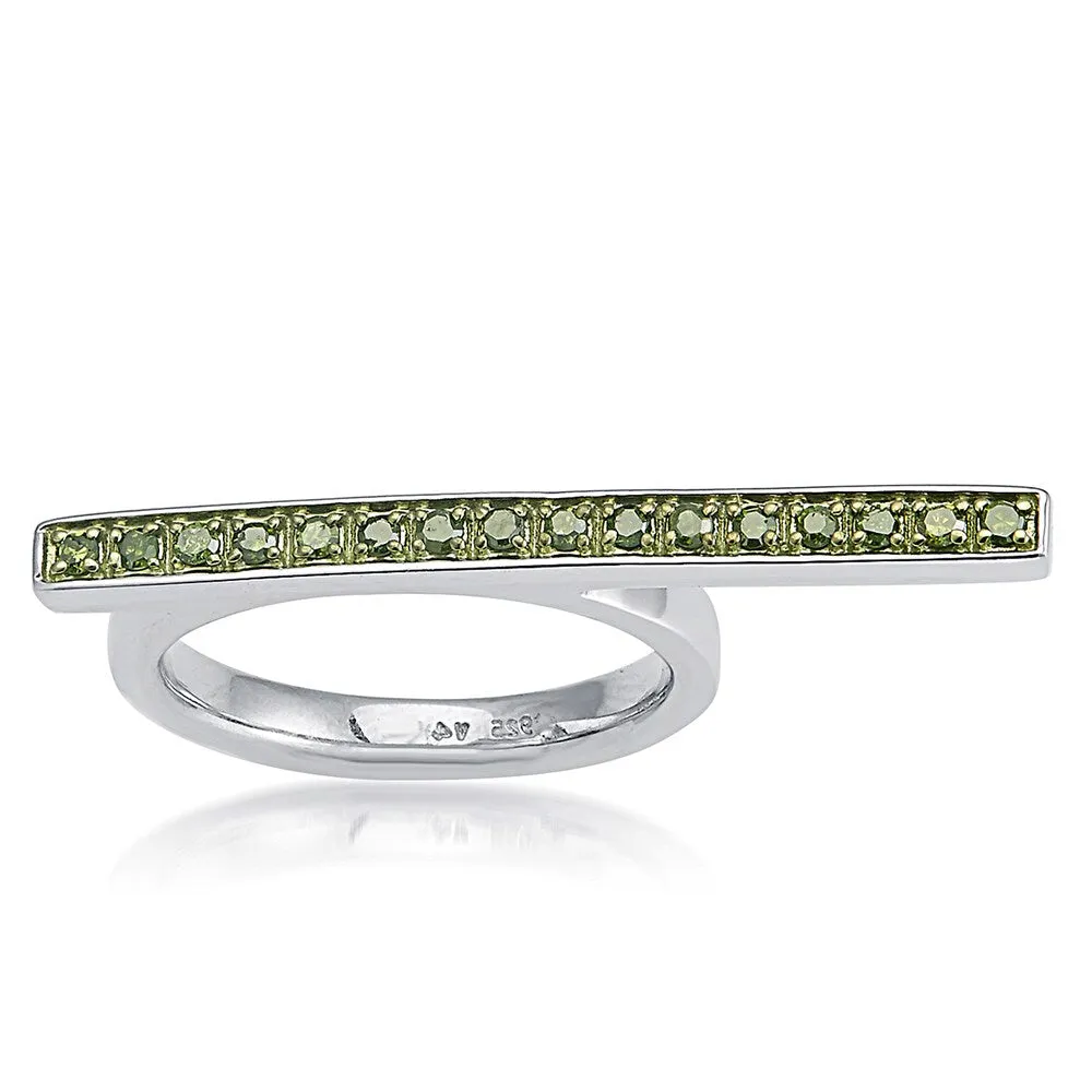 Sterling Silver 1/4ct TDW Green diamond Fancy Band Ring sold by Zulily
