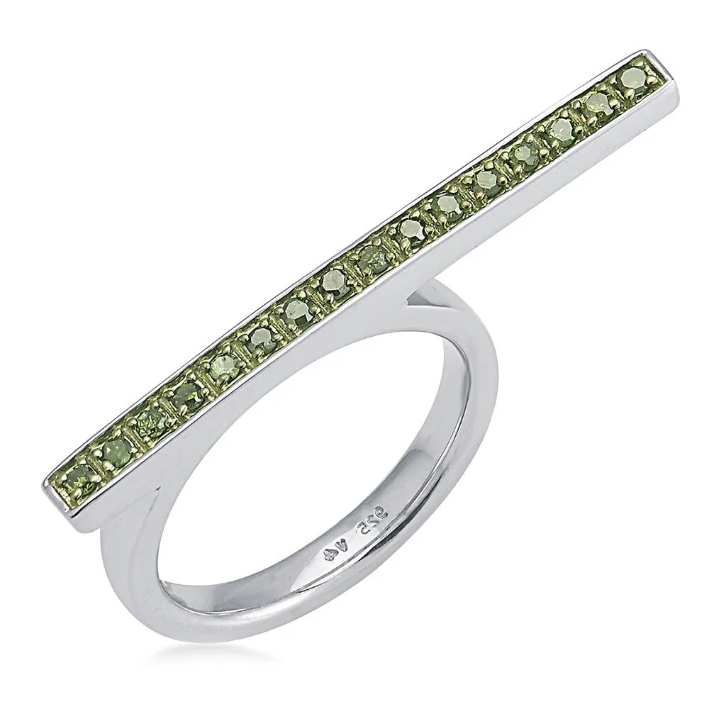 Sterling Silver 1/4ct TDW Green diamond Fancy Band Ring sold by Zulily product image thumbnail 2