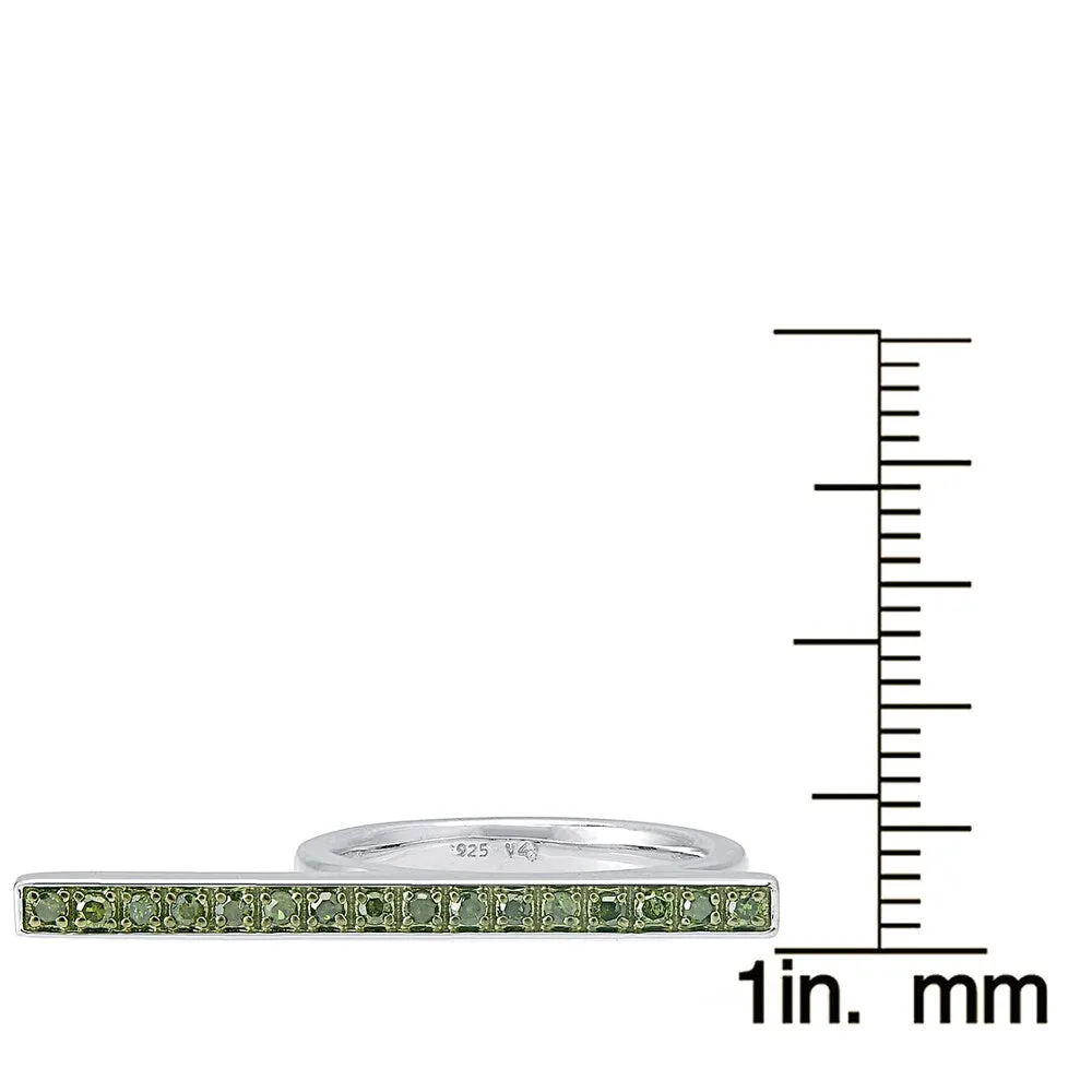 Sterling Silver 1/4ct TDW Green diamond Fancy Band Ring sold by Zulily product image thumbnail 3